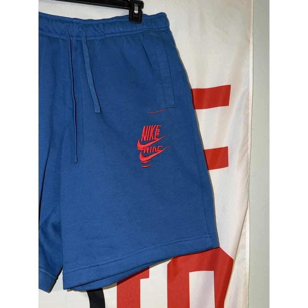 Nike Sweat Shorts Mens Large Blue Embroidered